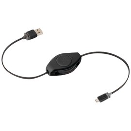 RETRAK ETPRM5ReTrak Premier Retractable Micro USB Charge & Sync Cable - Black
