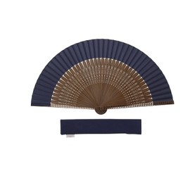 HOSEKKEN [Luxury Folding Fan Brand Combines Traditional Craftsmanship and Modern Sensibility] Men's Gentleman [Corner Lattice Brown/Navy] Japanese Style Accessories, Japanese Pattern, Durable,