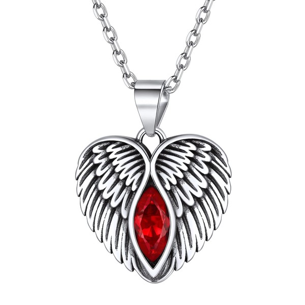 ChicSilver Angel Wing Heart Necklace 925 Sterling Silver Wings Pendant