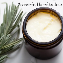 Crema Facial de Sebo de Res - Sebo de Res Alimentado con Hierba para el Cuidado de la Piel - Crema de Sebo Facial Artesanal Sin Perfume - Bálsamo de Sebo Orgánico para Piel Sensible y Seca, Eccema