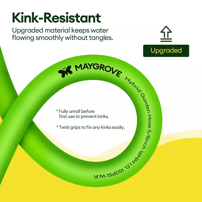 Maygrove 10 ft Garden Hose, 5/8 in ID, Heavy-Duty,Kin