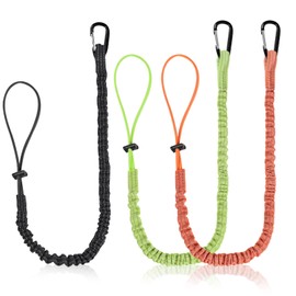 DBREAKS Pack of 3 Tool Fall Protection, Safety Lanyard with Carabiner, Tool Lanyard, Shock Absorbing Tool Safety Lanyard, Tool Lead Fall Protection (Black/Red/Green)