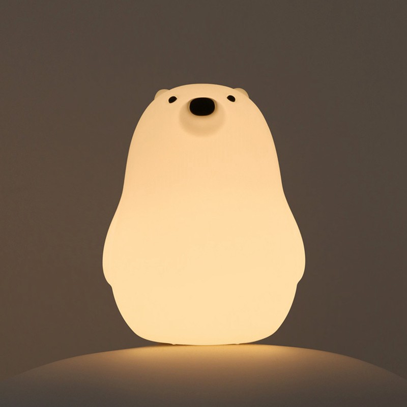 LED Night Light Cartoon White Bear Baby Pat Light USB