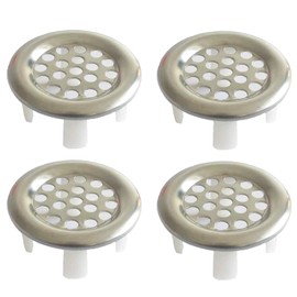 COMELITE Bathroom Sink Overflow Trim-Ring - 304 Stainless Steel Sink Mesh Hole Overflow Covers, Round Insert in Hole Round Caps, Brushed Silver, Pack of 4