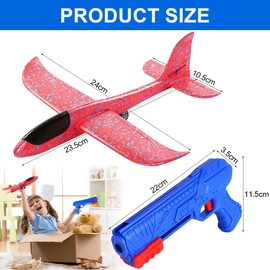 Styropor Flugzeug, 2 Set Styropor Flugzeuge für Kinder, Flugzeug Spielzeug, Styroporflieger Kinder, Wurfgleiter Styroporflieger mit Katapult Pistole für Geschenke Spiele im Freien (Blau)