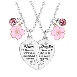 YEEQIN 2Pcs Mother Daughter Matching Necklaces Set For Mom Daughter Mother's Day Gifts For Mom From Daughter Christmas Birthday Gifts For Mother