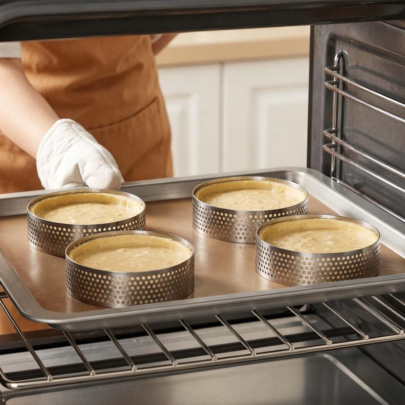 Cedryn 12PCS Crumpet Rings Non Stick 8CM Perforated Tart Ring