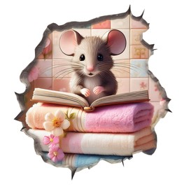 Mouse Reading Book Wall Murals Peel and Stick for Kids Room, Classroom Wall Decor - 3D Effect Wall Mural, Ideal Wall Stickers & Murals, Decorative Decal for Educational Spaces Design 10