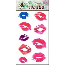 EROSPA® Temporary Tattoo Sheet / Sticker Lips / Kissing Mouth 9 x 15 cm