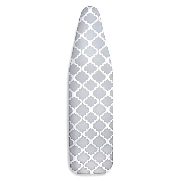 Epica Ironing Board Cover and Pad - Standard Size 15x54 Padded Ironing Board Covers, Heat Reflective Coating, Scorch & Stain Resistant Iron Board Cover with Padding Grey & White Lattice
