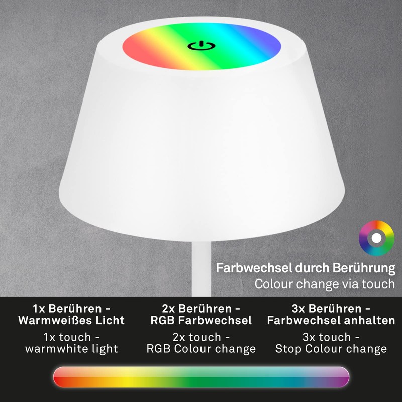 BRILONER LED Table Lamp Wireless, RGB Bedside Lamp Touch, Desk