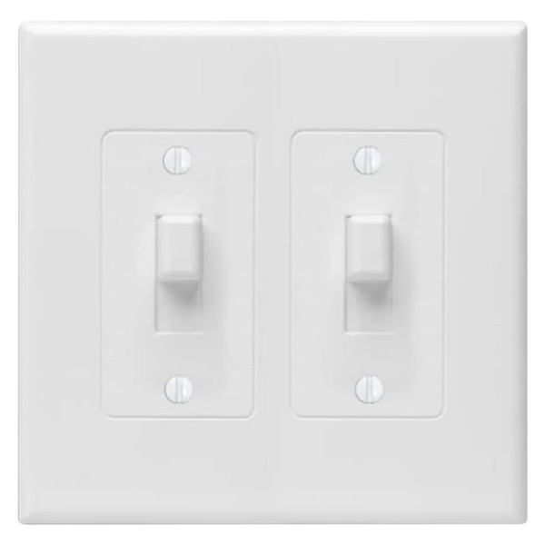 TayMac 2672W 2-Gang MASQUE Decorator Cover, Toggle, White