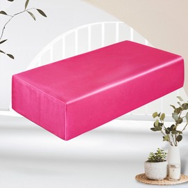 VACVELT Satin Cube Pillow Case for Side Sleepers, Hot Pink Satin Pillowcase Cube Pillow Cover with Hidden Zipper, Silky and Smooth Satin Pillow Case for Cube Pillow (24"x12"x5.5")