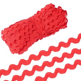 sourcing map 30 Yard Rick Rack Trim Ribbon, 1/2 Inch Wave Sewing Bending Fringe Trim for DIY Clothes Wrapping Wedding Party Decoration Red