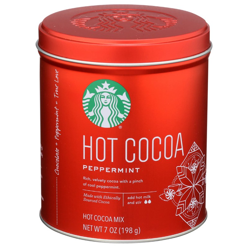 Starbucks Hot Cocoa Mix Tin, Peppermint Hot Cocoa Mix, 7-Ounce