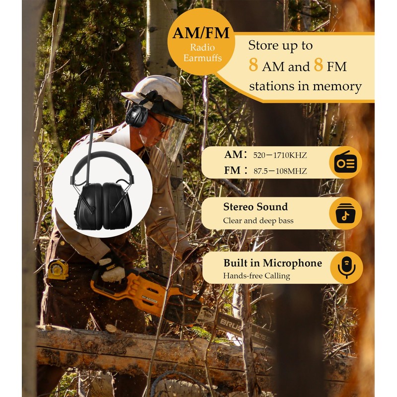 PROTEAR Digital AM FM Radio Headphones, 30dB SNR Noise Reduction