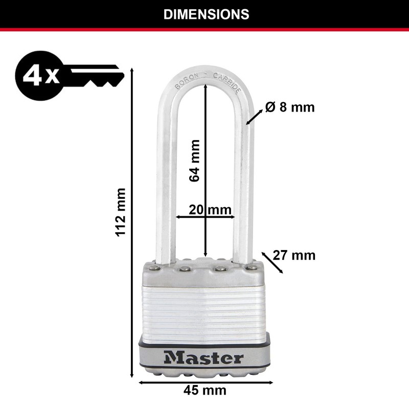 MASTER LOCK Heavu Duty Padlock [Key] [Laminated Steel] [Weatherproof] [XL