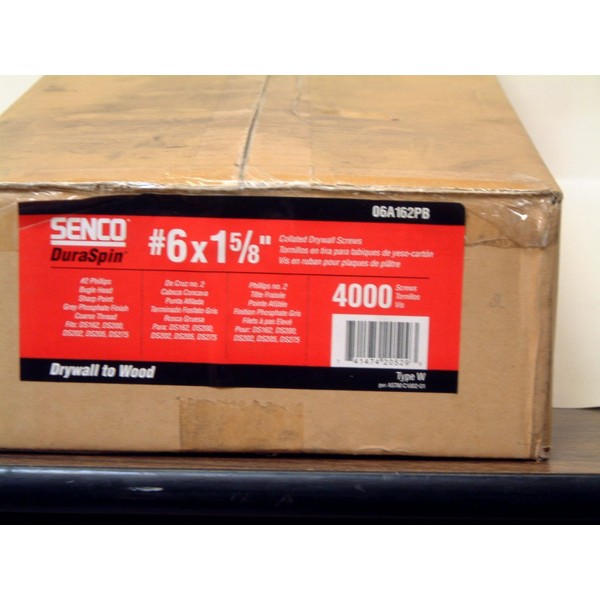 SENCO BRANDS 06A162PB Duraspin Collated Drywall Screw, 1 5/8"