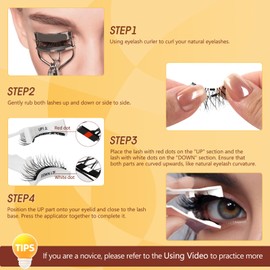 QUEWEL Magnetic-Eyelashes with Applicator, Natural Look Magnetic-Lashes with Applicator, Reusable False Eyelashes No Need Lash Glue, Easy to Apply and Remove (4pairs-DJ-CX-C-1)