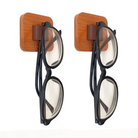 FINDAMAZE Glasses Storage 2 Pieces Short Sunglasses Organizer Wall Mounted Glasses Stand/Glasses Holder for Hanging Glasses Glasses Display Wood