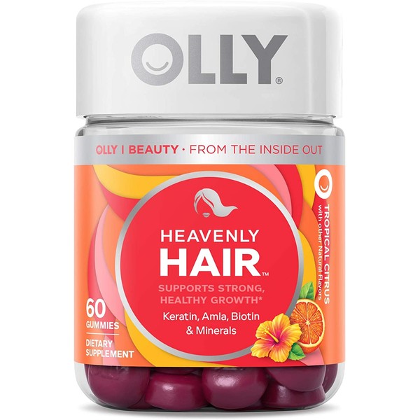 Olly Heavenly Hair Gummies, Supports Strong Healthy Hair Growth, Keratin, Biotin, Amla, Grapefruit Flavor, 30 Day Supply - 60 Count…