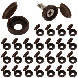 100pcs Screw Cover Caps, Plastic Hinged Screw Caps Folding Screw Covers Small Screw Cap Covers Screw Snap Covers for Screw Heads Protection (Dark Brown)