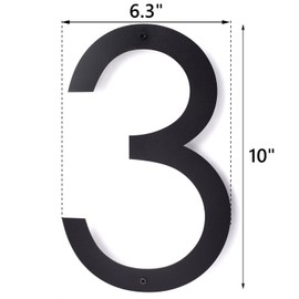 10 Inch Modern House Numbers For Outside,Metal Large house Numbers for Outside,Address Numbers For House Matte Black Outdoor Floating Flush Mount Vertical Horizontal Aluminum Home Address Numbers 3