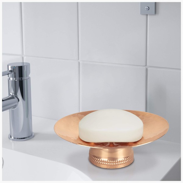 nu steel Copper Hudson Collection Dish, Sink Bar Soap Holder for Kitchen, Bathroom, Shower and Countertop, Hammered Finish