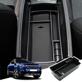 BIBIBO Centre Console Storage Box for Peugeot 3008 5008 GT 2016-2024, Centre Console Organiser with Non-Slip Mat, Peugeot 3008 5008 Console Shells Armrests, Armrest Rest Accessories