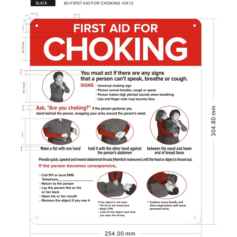 FIRST AID FOR CHOKING SIGN - RESTURANT CHOKING SIGN (WHITE,