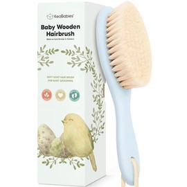 Cepillo de madera para el pelo del bebé para niñas y niños, cepillo de cuna para bebés, cerdas suaves de cabra, peine perfecto para el cuero cabelludo recién nacido suave para bebés, niñas, niños, artículos esenciales de baño (escarcha, regular)