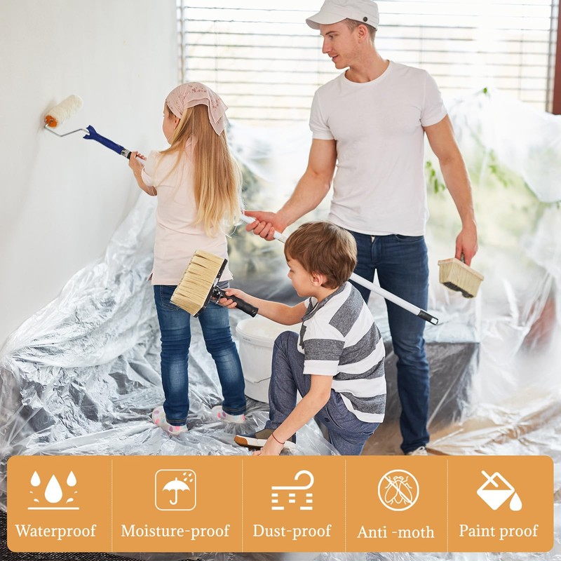Hejo 6 Pack Extra Large Plastic Dust Sheets for Decorating
