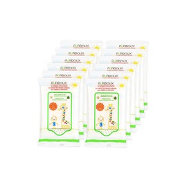 Purdoux PÜRDOUX™ 100% Cotton Wipes for Babies and Children with Aloe Vera and Chamomile (Box of total 120 wet wipes in 12 resealable sachets, 10 wipes per sachet) (1 box (120 wipes,12 sachet/box,10 wipes/sachet))