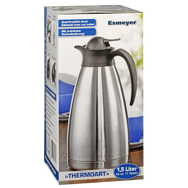 Esmeyer Isolierkanne Thermoart 1,5 Liter, Edelstahl, Silber/schwarz