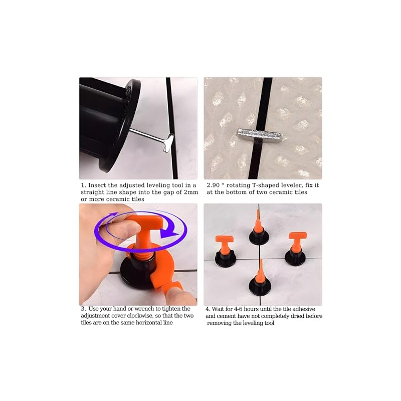 Tile Leveling System Kit,300pcs Reusable 1/16" Tile Leveler Spacers+1500pcs Cross-shaped