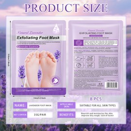 8 Pairs Foot Mask, Callus Socks, Callus Remover Socks, Moisturising Foot Mask, Foot Care for Dry Cracked Feet, Effective Foot Care, Foot Peel Mask for Men and Women