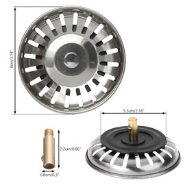 Ncheli 2 Pieces Strainer Basket Drain Strainer, Sink Plug Hole Strainer Stainless Steel Sink Waste Stopper Universal Sink Strainer Drain Plug Kitchen Sink for Kitchen Bathroom Shower