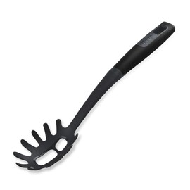 Tasty Everyday Spaghetti Spoon with Hole Portioner, Spaghetti Serving Spoon with Soft-Touch Handle, Measurements for Cooking and Serving Spaghetti, Size: 32x7x4.4cm Colour: Black & Grey