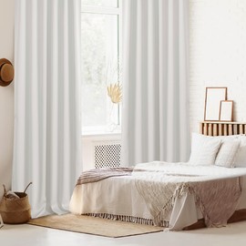 DWCN Ivory Curtains108 inches Long for Living Room - Elegant Thermal Insulated Noise Reducing Back Tab and Rod Pocket Tieble Window Treatment Panels for Living Room, 52 x 108 Inch, Set of 2, Ivory