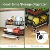 Modern 4 Tier Fruit Vegetable Storage Basket with Rolling Wheels