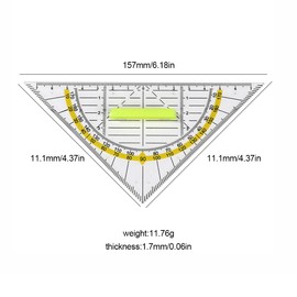 JRYXDS Set of 10 Plastic Set Squares with Handle Multifunctional Transparent Geometry Triangle for School and Office 16 cm