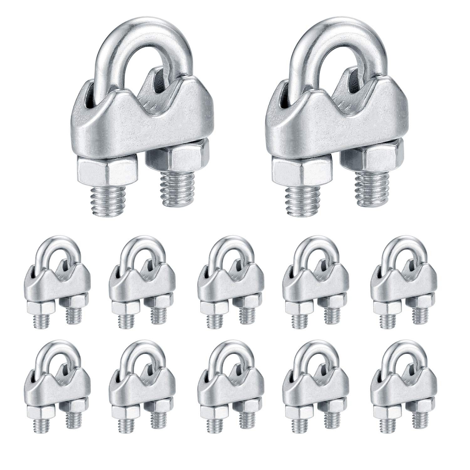 12 Pcs Wire Rope Clips Clamps, U Bolt Saddle Fastener, U Shaped Clamps ...