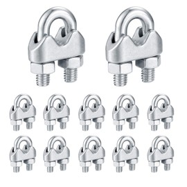 12 Pcs Wire Rope Clips Clamps, U Bolt Saddle Fastener, U Shaped Clamps, Stainless Steel Wire Ropes, U Bolt Clamp, Ø 6mm 1/4" Wire Rope Grips