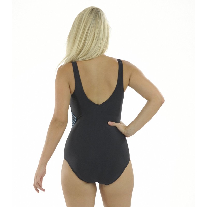 Zoggs Women's Portland Crossover Swimming Costume - Black/Light Blue, 34