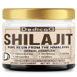 DEDICAD 30g Shilajit Resin with Herbal Complex - Paullinia Guarana, Gotu Kola Leaf & More - Shilajit Pure Himalayan Organic for Immune System, Energy Production, Brain Health & Stamina