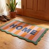 Scalloped Coir Welcome Doormat, 16 x 28 Inch Entrance Mat,Stripe,Classic
