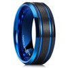 King Will 8mm Black Tungsten Ring for Men Double Blue