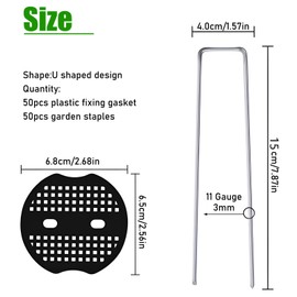 ZSMJAER Pack of 50 Ground Anchors Anti-Rust Ground Anchor for Garden Fleece Solid Anchors for Artificial Grass, Artificial Grass Ground Anchor 40 x 150 mm, Stable and Diving Invisible in the