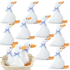 Simgoing 12 Pcs One Silly Goose Party Favors Stuffed Animal Plush Toy 9.8 Inch Goose Plush Soft Stuffed Animal for Birthday Shower Party Supplies Home Decorations (Look up,Blue Plaid)