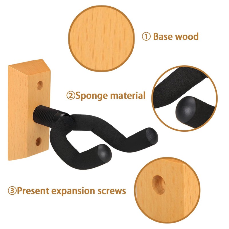 Pack of 4 Guitar Holders, Wall Mounted U-Shaped Guitar Stand,